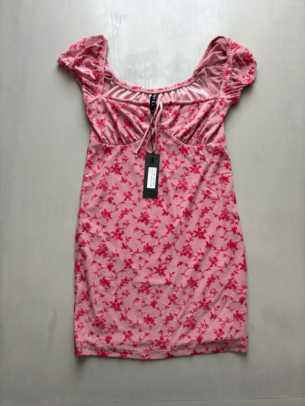 Pink Floral Tie-Front Babydoll Dress